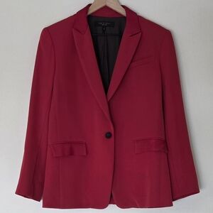 Rag and Bone Tailored Single Button Blazer Womens 6 Red